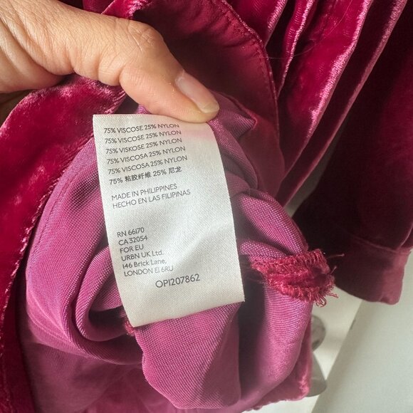 Anthropologie Melody Velvet Long Sleeve Tunic Mini Dress Pink Red 1X / XL - Picture 10 of 12